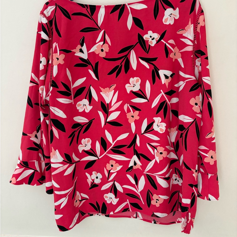 Talbots Women Red 3/4 Sleeve Blouse ,Side Zipper Beautiful Sleeves-Sz 1X - Picture 5 of 8